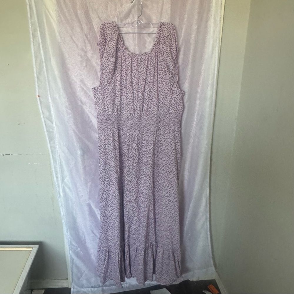 Old Navy Cream and Purple Patterned Top XXL Tall
